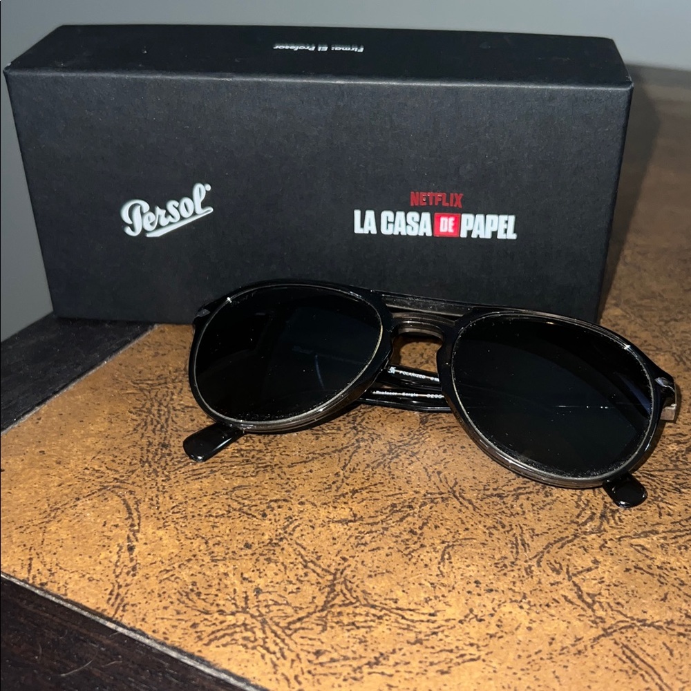 Persol Black Aviator Sunglasses